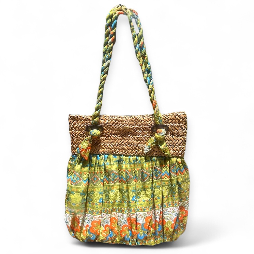 Cappelli Multicolor Design and Straw Tote with Rope Strap | OS